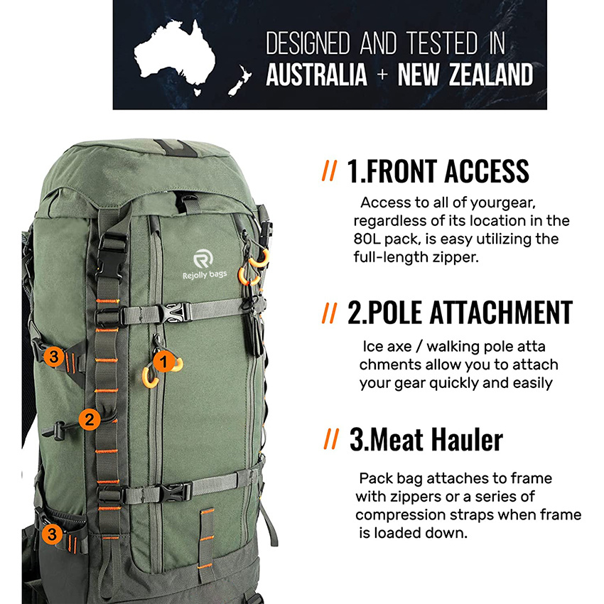 Hunting Backpack Internal Frame Hiking Backpack Waterproof Daypack for Extendable 40L+/80L+ Capacity Bag