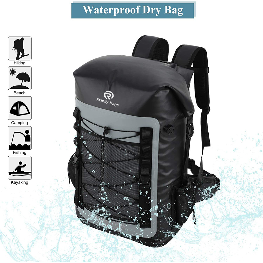 Large Capacity Waterproof Insulated Backpack Roll Top for Hiking, Beach Fishing, Kayaking Bag