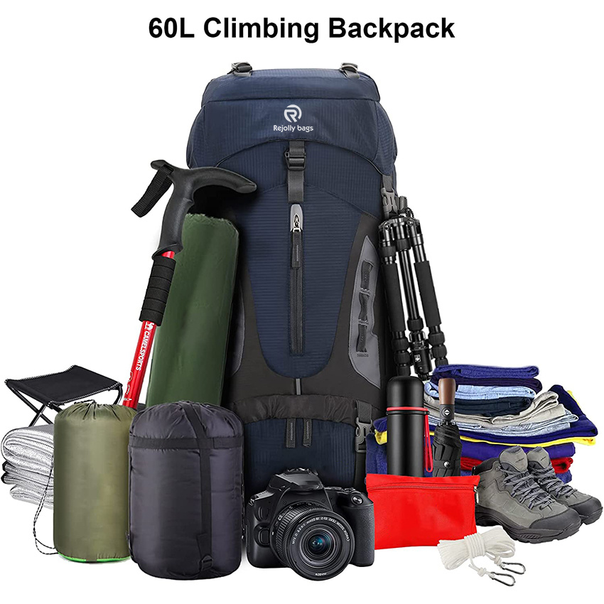 60L Hiking Backpack Men Women Camping Daypack Waterproof Mountaineering Climbing Bag with Rain Cover