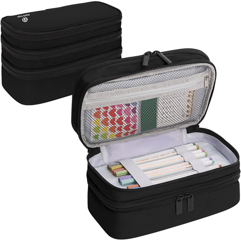 Large Capacity Pencil Bag with 3 Compartments Pencil Pouch Holder Marker Pen Bag RJ21648