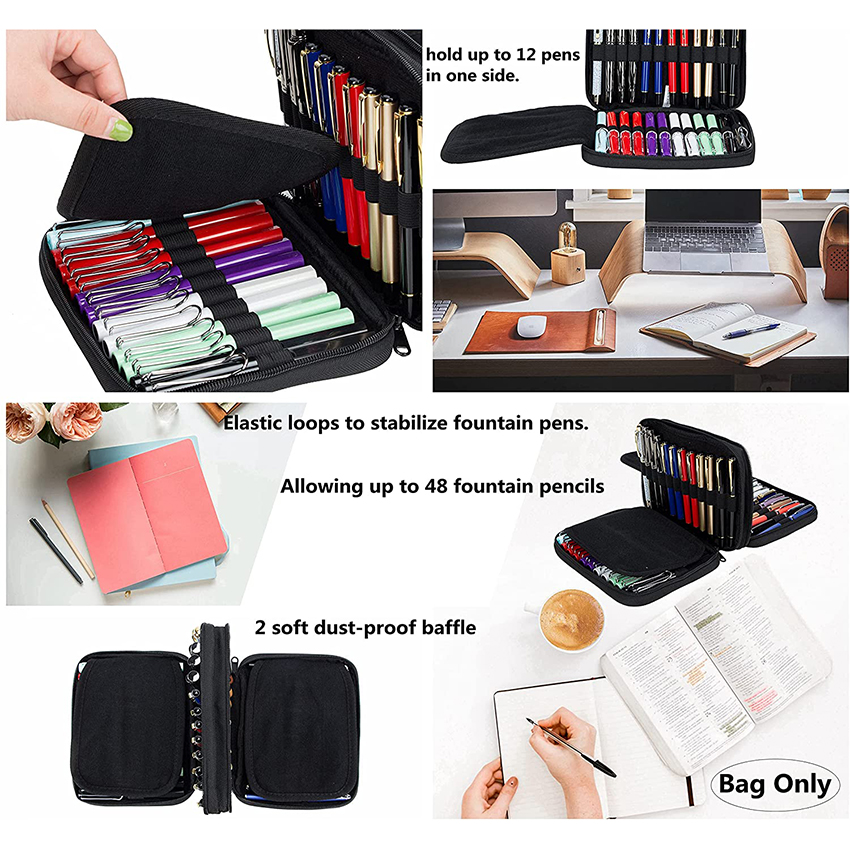 Pencil Collector Organizer, Multifunction Ballpoint Pen Display Holder Zipper Pouch, Large Capacity for your Fountain Pencil Collection Pen Bag RJ21665