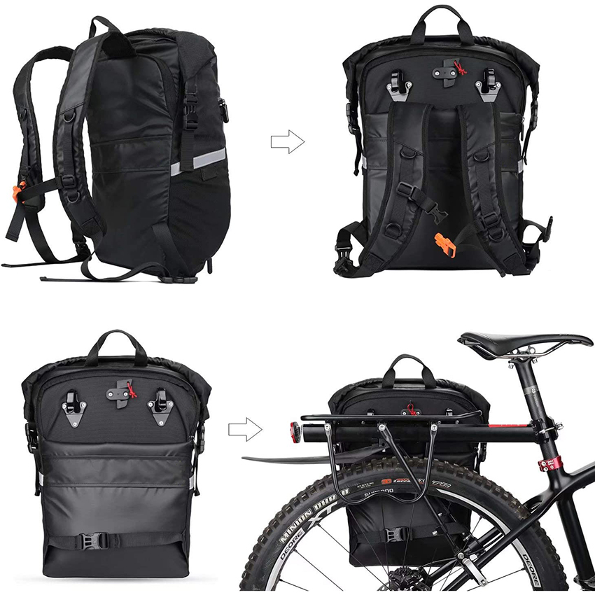 Multifunction 24L Bike Pannier Backpack Waterproof Bicycle Rear Seat Bag RJ228348