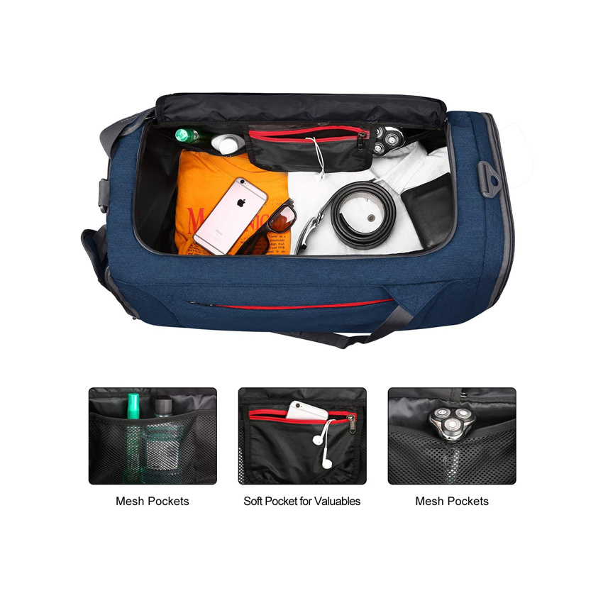 Large Capacity Sports Gym Bag Waterproof Travel Duffel Bag with Wet Pocket Shoes Compartment for Men Women