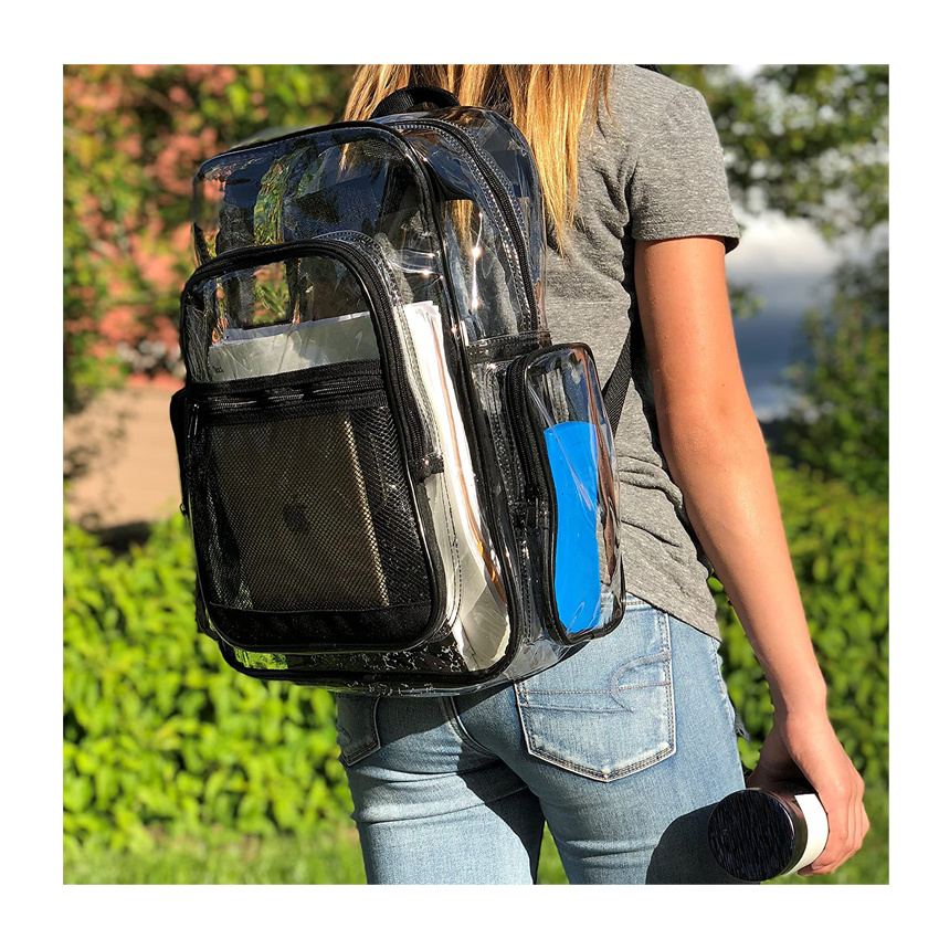 Clear School Backpack Outdoor Daypack School Bag Clear Rucksack with Adjustable Padded Straps