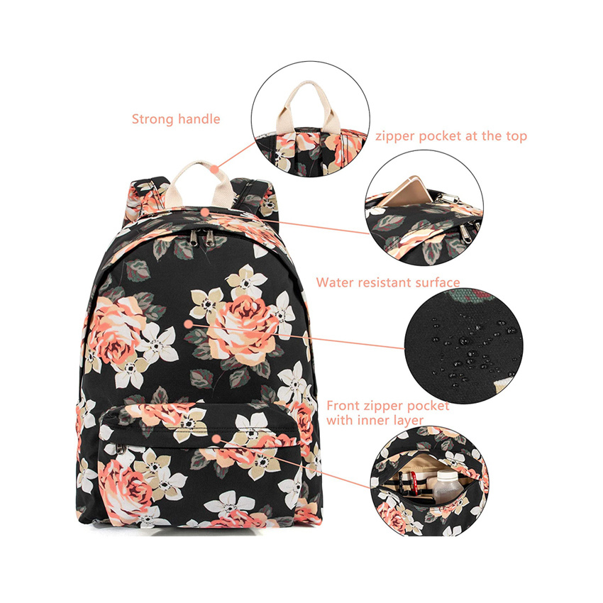 Student Backpack Flower Printing Schoolbags for Laptop Camping Rucksack Travel Bag