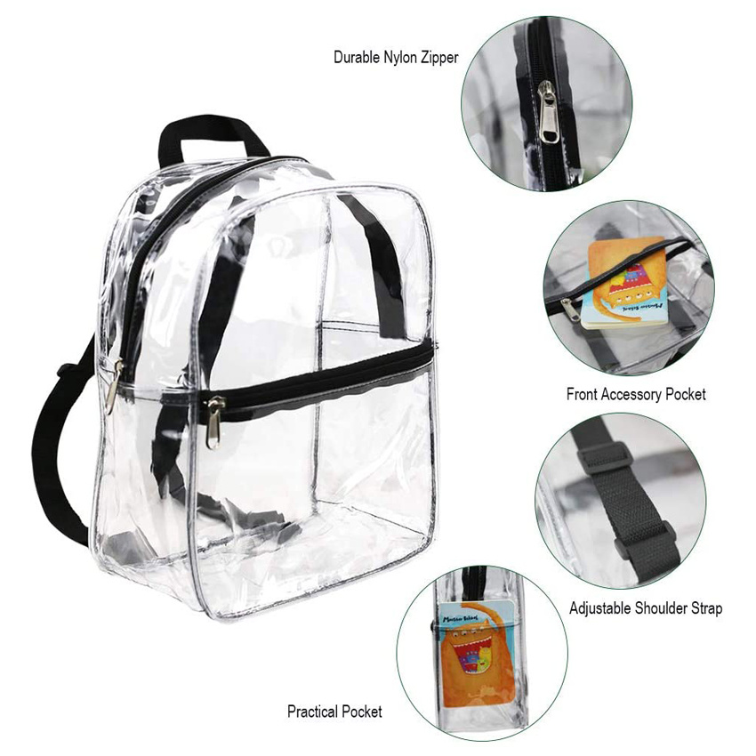 Heavy Duty Cold-Resistant Transparent PVC Backpack Outdoor Products Daypack Clear Backpacks for School