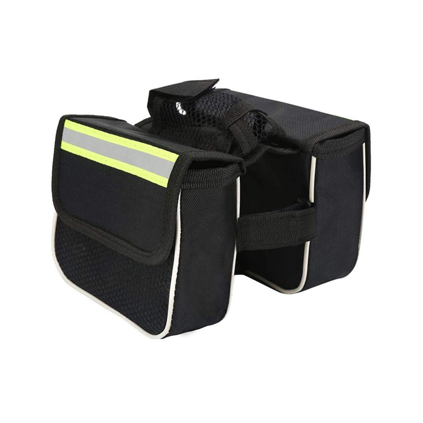 Double Pouches Pannier Waterproof Bicycle Bag Cycling Saddle Bag Front Frame Saddle Top Tube Bag