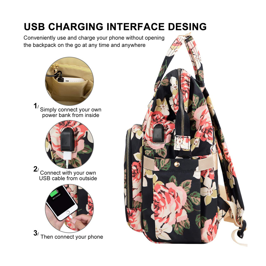 Water Resistant College School Backpack with USB Charging Port, Laptop Backpack for Women Fashion Travel Bags