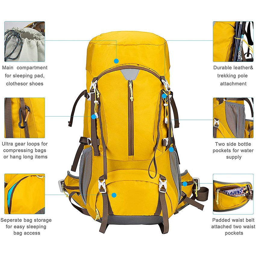 Hiking Bicycle Equipment Backpack with Rain Cover Adjustable Travel Bag Outdoor Luggage Bag