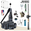 Portable Fishing Tackle Sling Pack with Rod Holder Fly Fishing Bag RJ21781