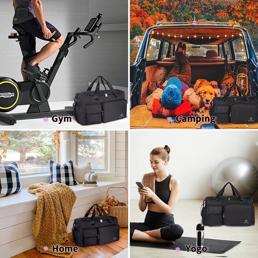 Sports Gym Bag Duffle Bag with Shoes Compartment, Weekend Travel Bag Overnight Bag for Women, Foldable Water Resistant Holdall Sports Bag RJ196190