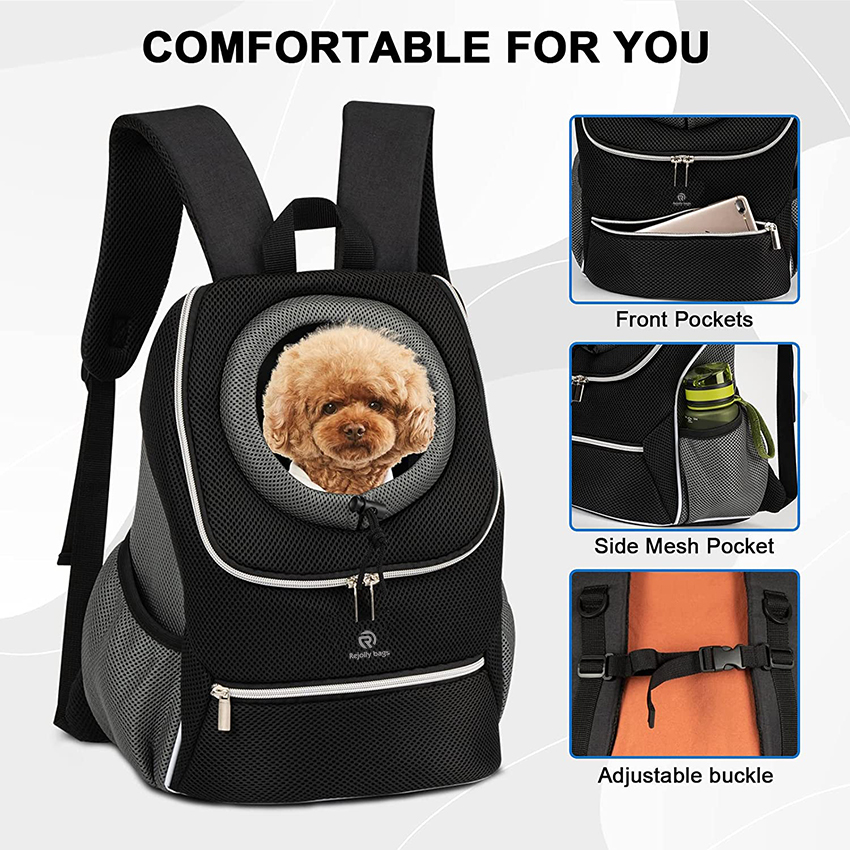 Front Dog Carrier Backpack,Adjustable Pet Cat Travel Backpack with Buckles Breathable Mesh Backpack for Small Medium Dog Puppy Cat Pet Bag RJ20691