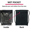 Packable Drawstring Sackpack Wet Pocket with Zipper and Water Bottle Mesh Pockets Sports Bag RJ196206