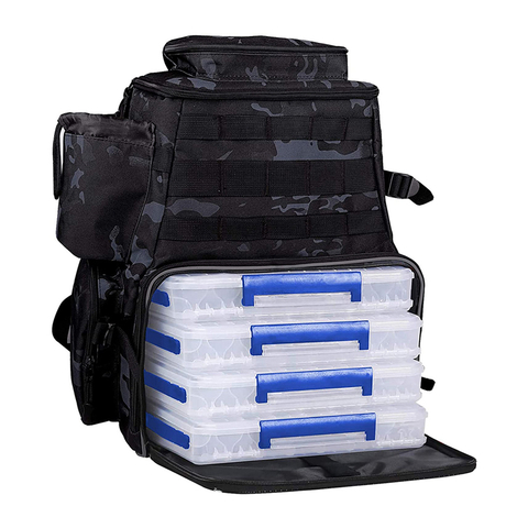 Backpack 2 Fishing Rod Holders, Large Storage, Backpack for Trout Fishing Outdoor Sports Camping Hiking Fishing Tackle Bag 