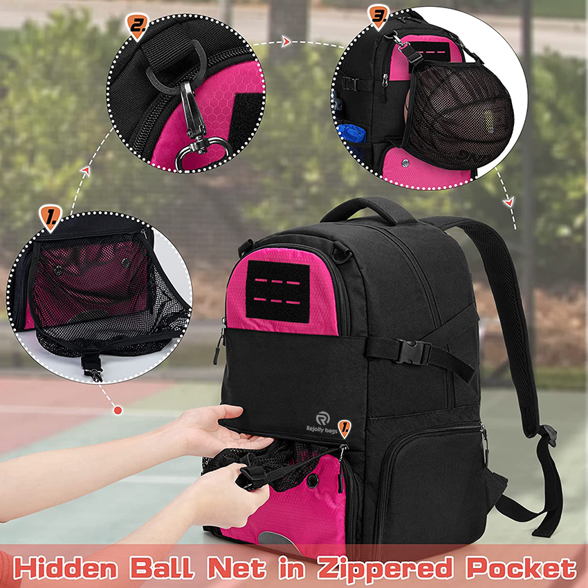 Basketball Equipment Backpack with External Ball Net and Shoe Compartment for Soccer, Basketball and Volleyball Training Ball Bag RJ196109