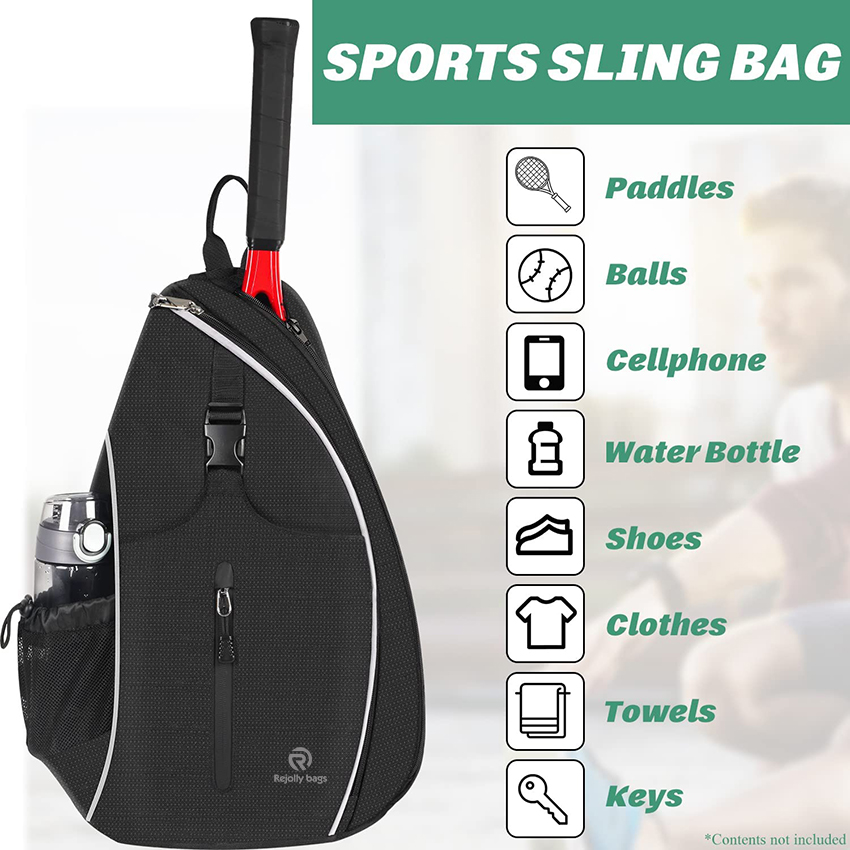 Tennis Sling Backpack Crossbody Water Resistant for Men Women, Holds Tennis Badminton Squash Rackets, Balls and Other Outdoors Sports Ball Bag RJ196136