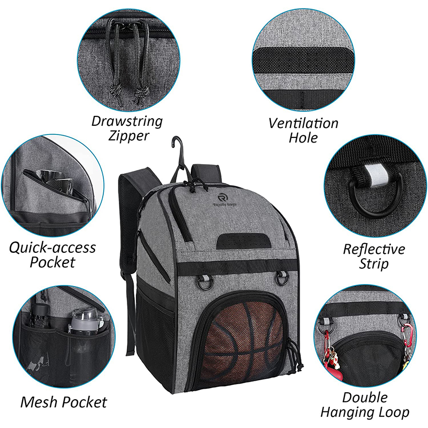 Basketball Bag for Youth Boys Girls, Large Capacity Sports Gym Basketball Bookbag with Shoe Compartment Fits Soccer & Volleyball Football Equipment Ball Bag RJ196107