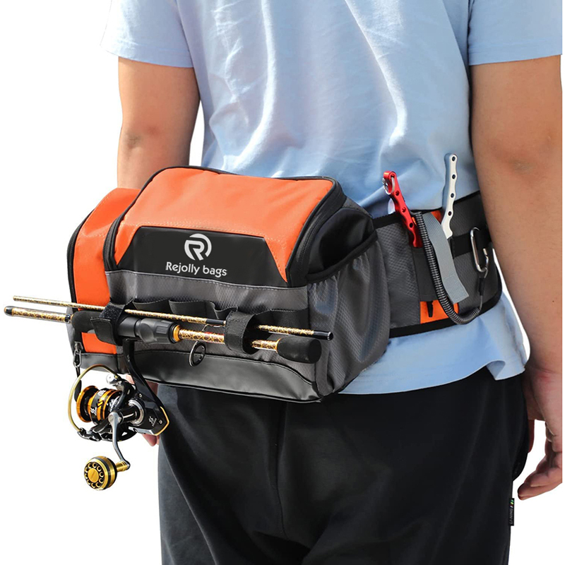 Outdoor Fishing Storage Pack, Water-Resistant Fishing Bag Waist Bag Fanny Pack Fishing Rod Bag