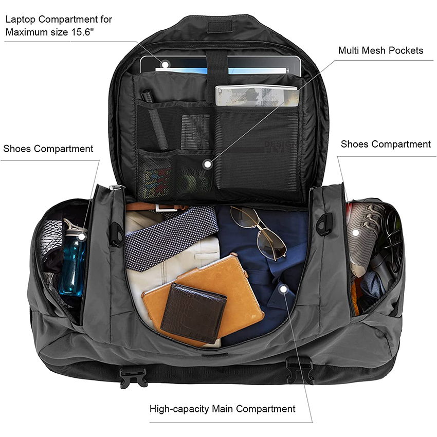 Travel Bag Large Duffle Bag for Travel Overnight Bag Carry on Bag Sports Gym Bag Weekender Bags with Shoes Compartments Duffel Bags RJ204226