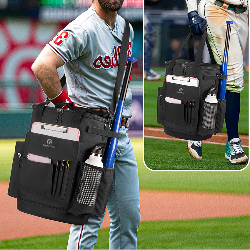 Ball Bucket Bag with Large Capacity, Baseball Coach Bag with Anti-Slip Bottom, Softball Ball Bag with Large Space for Bat, Gloves Baseball Bags RJ19664