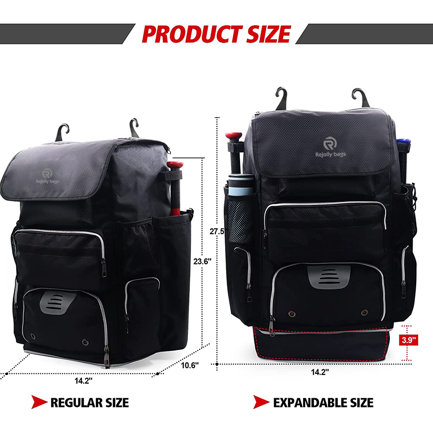 Large Expandable Bat Pack, Baseball Bat Bag Backpack, Large Capacity Holds 4 Bats,2 Drink Pockets Baseball Bags RJ19681