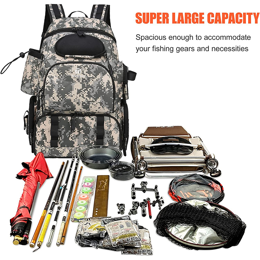 Fishing Tackle Backpack with 3 Fishing Tackle Trays Boxes Waterproof Fishing Tackle Storage Fishing Bags RJ21792