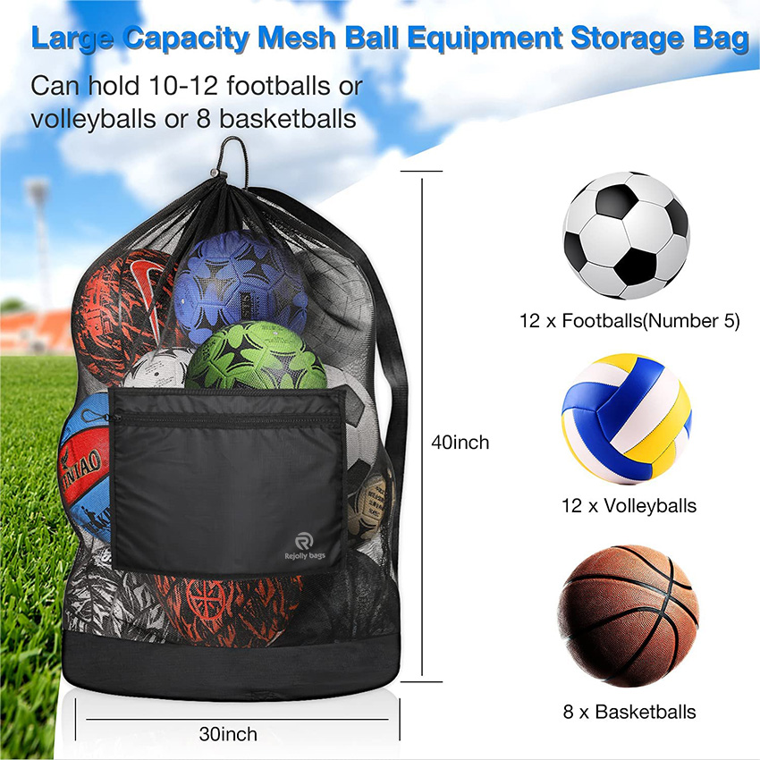 Extra Large Ball Bag, Mesh Soccer Ball Bag, Adjustable Shoulder and Portable Strap Design fit Coach,Adults and Kids Ball Bag RJ19687