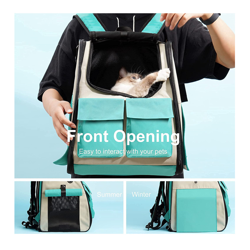 Expandable Cat Carrier Backpack Ventilated Collapsible Pet Bag for Travel Hiking and Outdoor