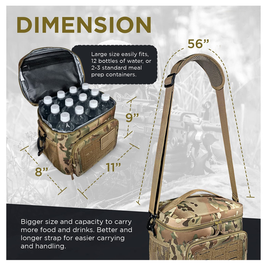 Insulated Lunch Bag Tactical Lunch Box for Adults Desert Camo Camping Work Picnic Bag