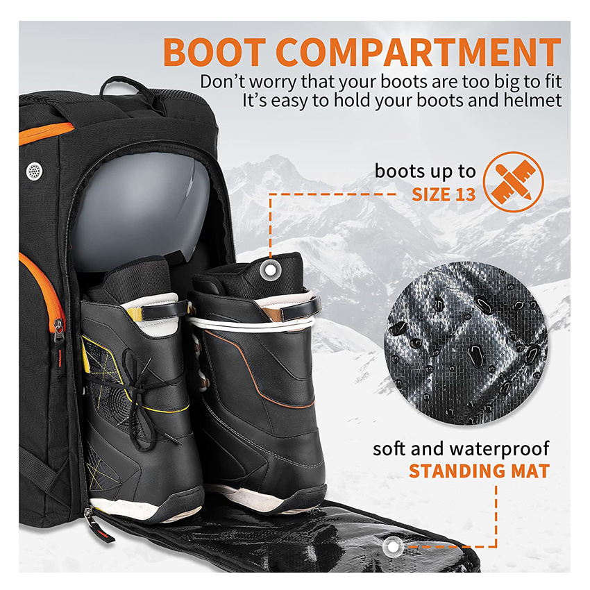 Ski Boot Bag Snowboard Boot Backpack Waterproof Travel Luggage Pack