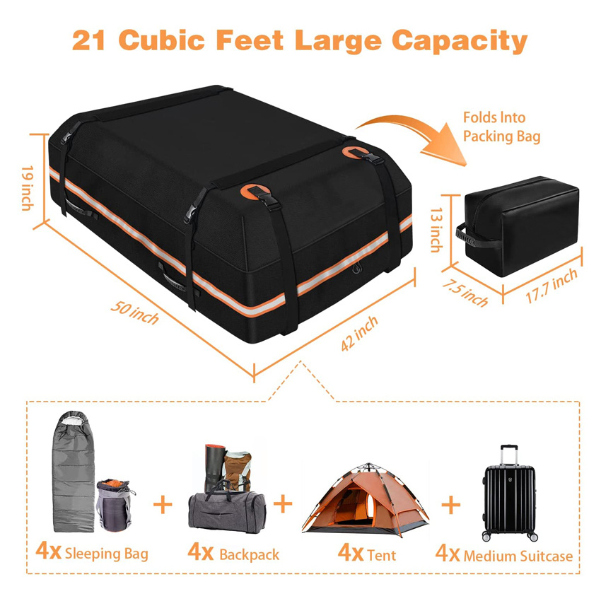 Rooftop Cargo Bag Waterproof Soft-Shell Vehicle Car Roof Luggage Carriers for All Vehicles SUV