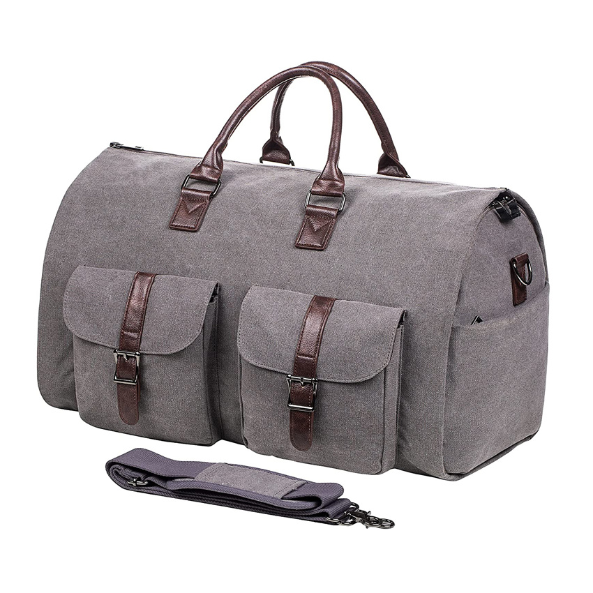 Brown Carry on Garment Bag Mens Suit Bag for Travel Business Large Canvas Duffel Bag