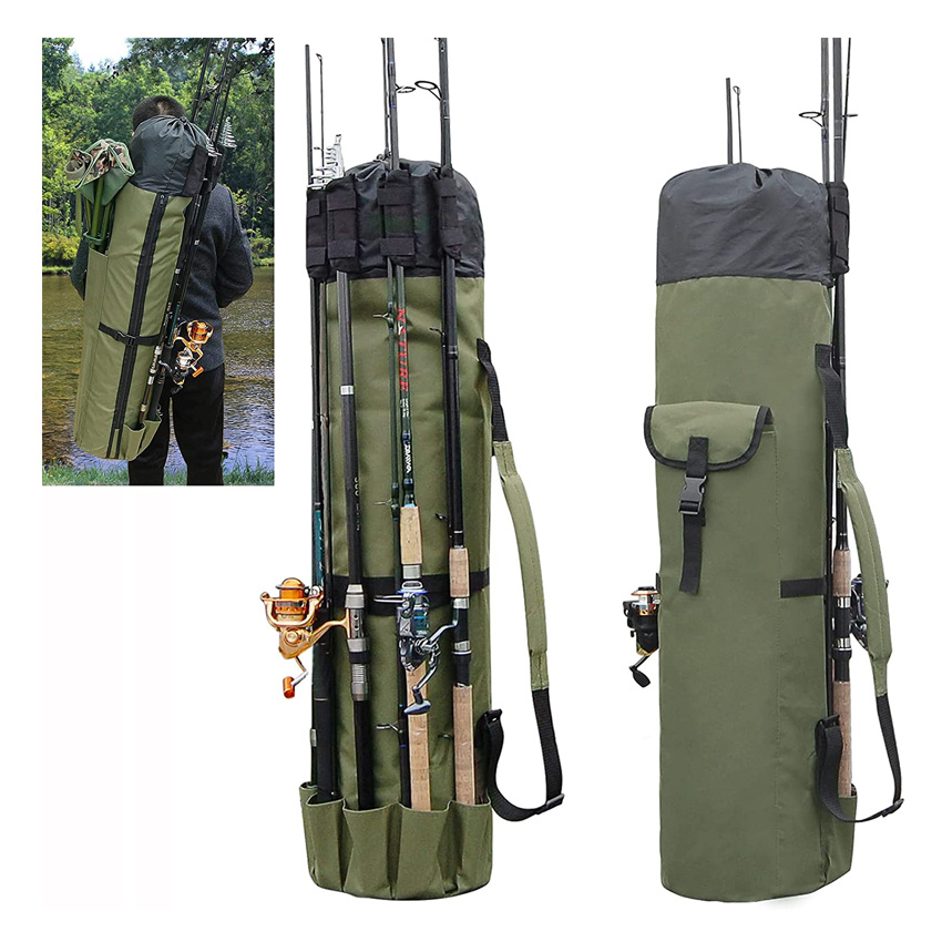 Multi-Functiona Fishing Outdoor Tool Sports Waterproof Packing Pole Bag Fishing Tackle Storage Bag Large Capacity Rod Bag Food Storage Carrier Gear Backpack Bag