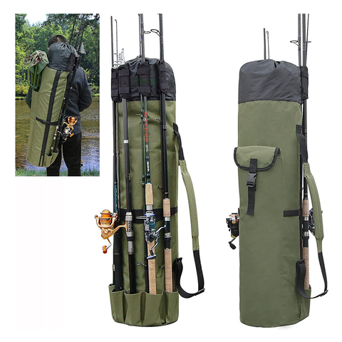 Multi-Functiona Fishing Outdoor Tool Sports Waterproof Packing Pole Bag Fishing Tackle Storage Bag Large Capacity Rod Bag Food Storage Carrier Gear Backpack Bag