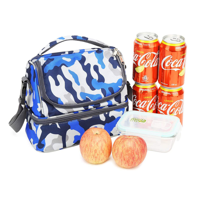 Kids Food Box Double Decker Cooler Insulated Lunch Bag Beach Tote Bag