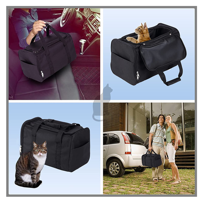 Collapsible Portable Cat Litter Box Black for Travel Light Weight Foldable Pet Carrier