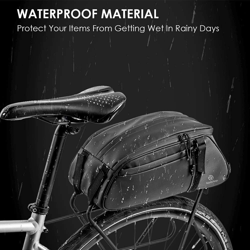 Water Resistant Bicycle Saddle Panniers, 8L Capacity Trunk Storage Bag, Cycling Back Seat Cargo Carrier Pouch with Shoulder Strap Travel Cycling Bag