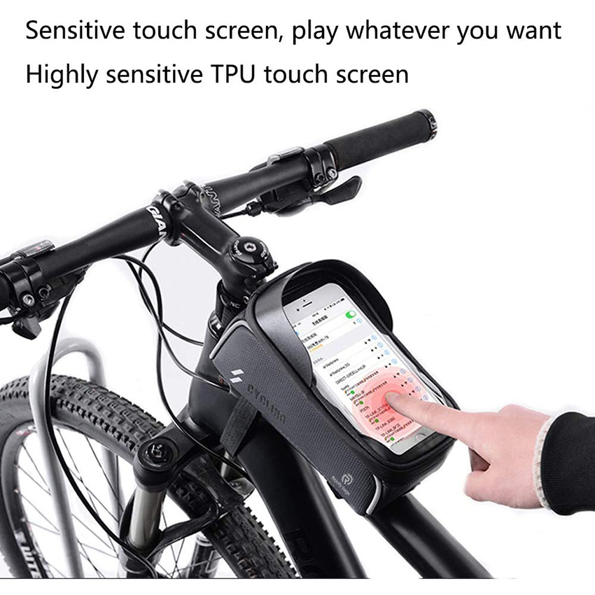 Bike Handlebar Waterproof Phone Mount Bag Top Tube Phone Pack Cycling Phone Pouch Accessories for Phone Below 6.5" Cycling Bag