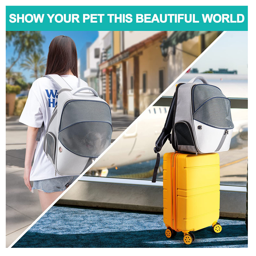 Pet Carrier Backpack Expandable Breathable Mesh Cat Backpack Carrier for Travel Camping Outdoor Use