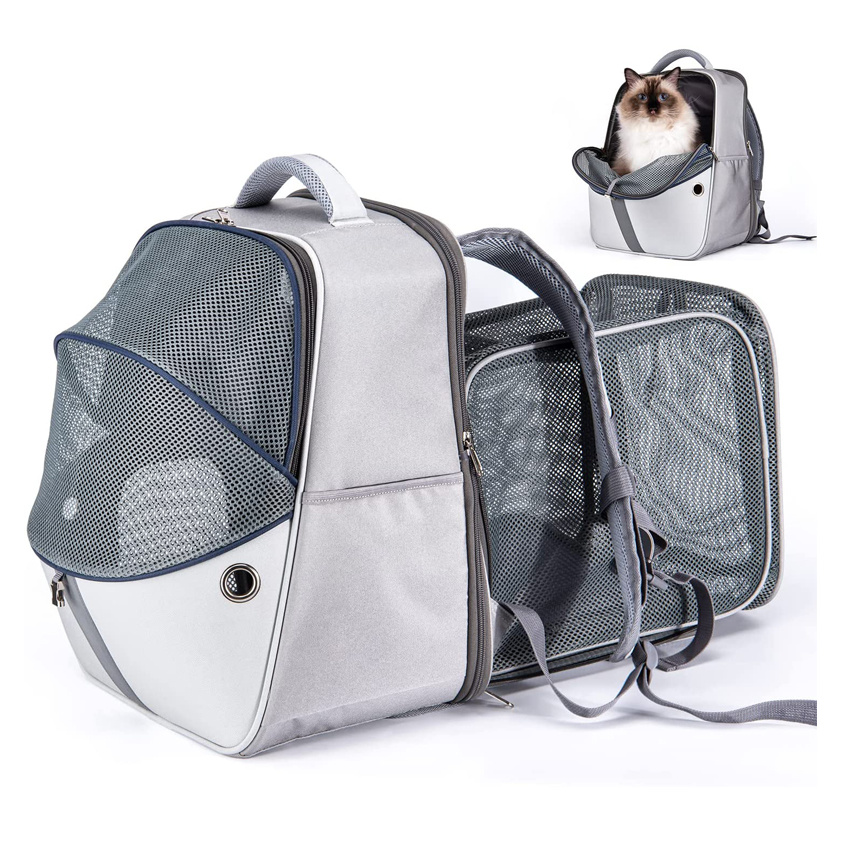 Pet Carrier Backpack Expandable Breathable Mesh Cat Backpack Carrier for Travel Camping Outdoor Use