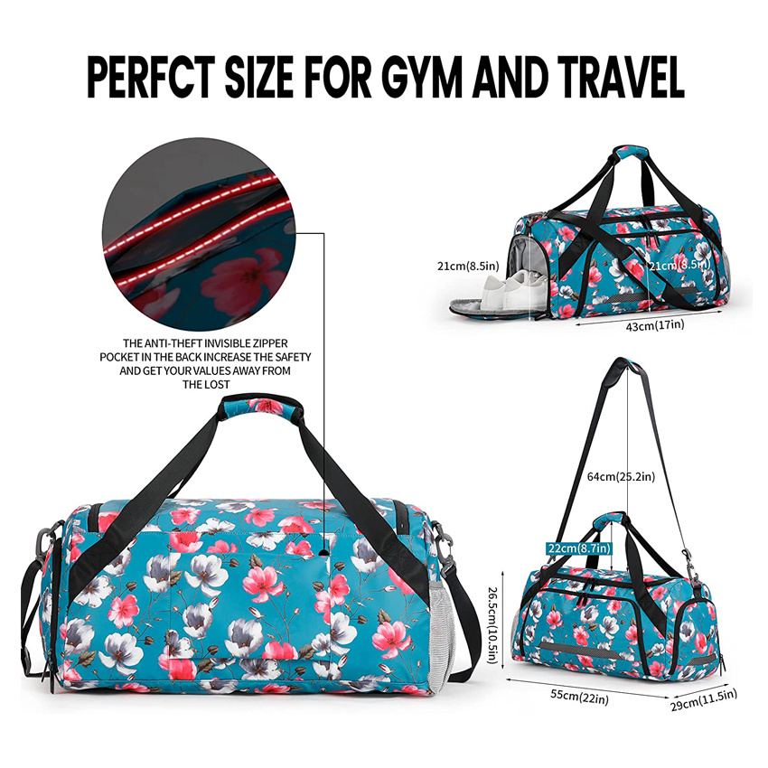 Dry Wet Separated Duffle Bag Large Capacity Vacation Bag Large Carry on Workout Bag