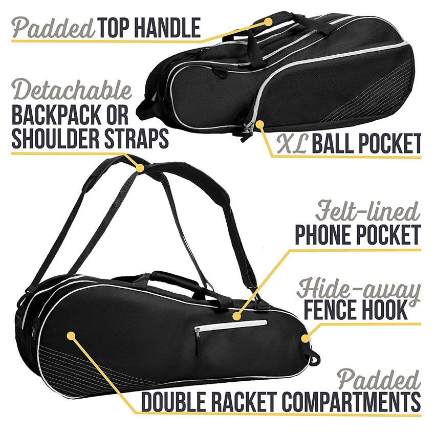 Tennis Bag Padded to Protect Rackets Lightweight Professional Racquet Bags