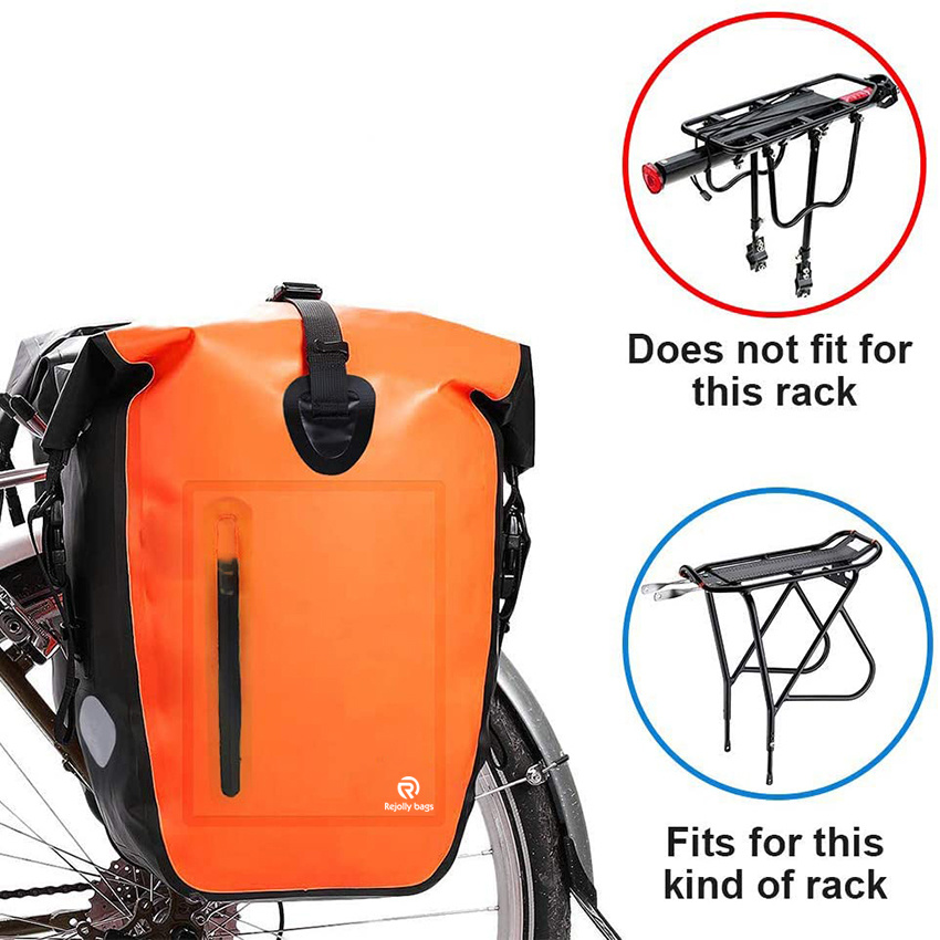 Waterproof Extensible Bicycle Rear Seat Shoulder Bag with Rain Cover for 25L Riding Cycling Bike Saddle Pannier Bag