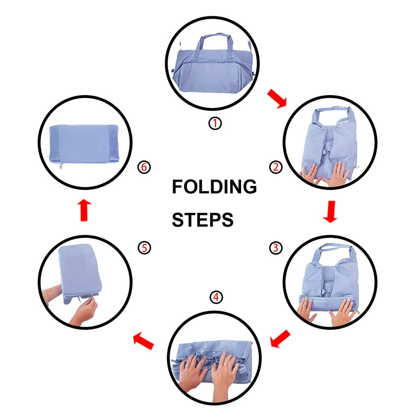 Foldable Weekender Bag Travel Carry on Duffel Bag Waterproof Beach Bag with Dry Wet Pocket