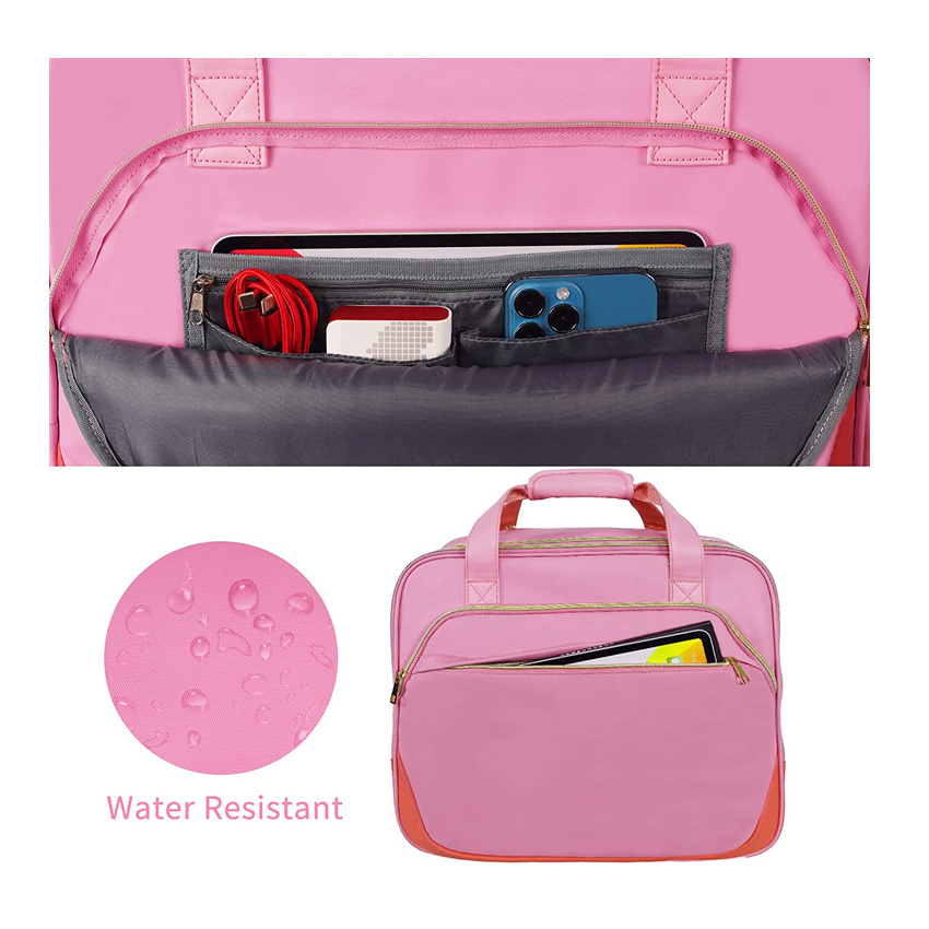 Pink Rolling Briefcase for Women Large Rolling Laptop Bag with Wheels