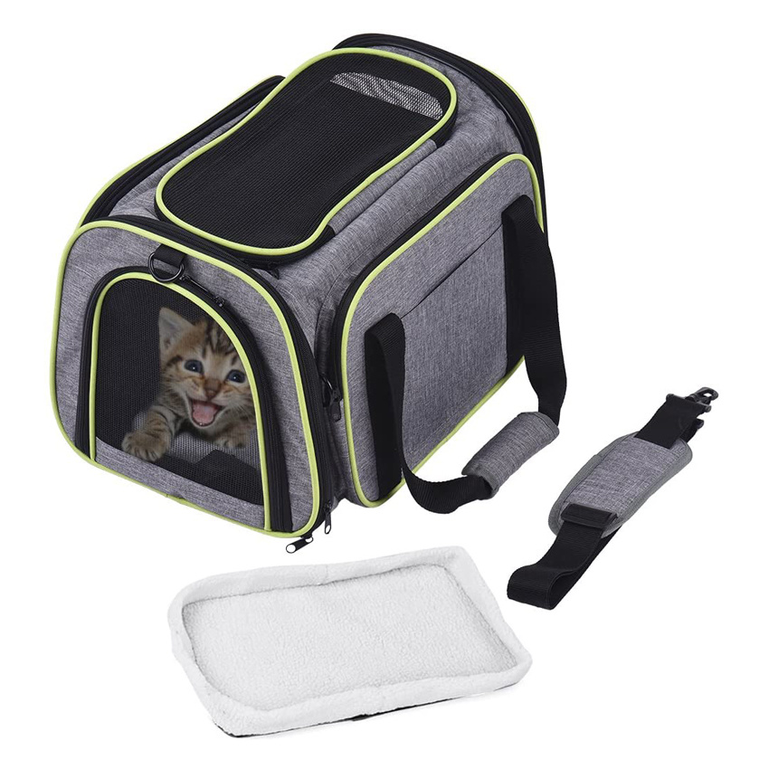 Expandable Soft-Sided Cat Travel Bag Collapsible Portable Dog Carrier Bag