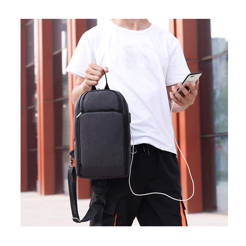 Sling Backpack Crossbody Shoulder Chest Pack Bag with USB Charging Travel Rucksack Sling Bag