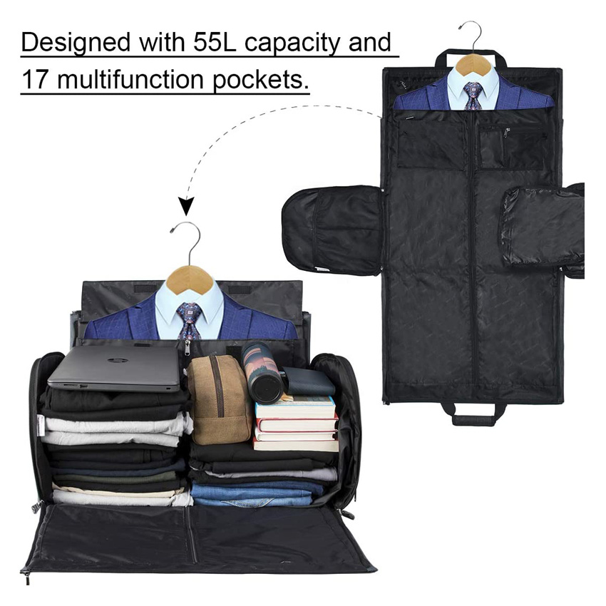 Large Hanging Carry on Garment Bag Convertible Suit Travel Bag Weekender Duffle Bag