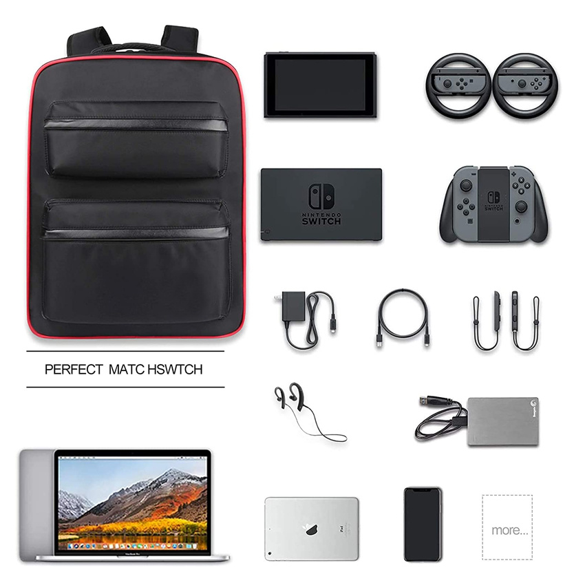 Waterproof Game Backpack Travel Carrying Case Storage Bag for Game Equipment