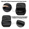 Gaming Console Backpack Travel Carrying Bag with Multiple Pockets for Laptop and Gaming Accessories